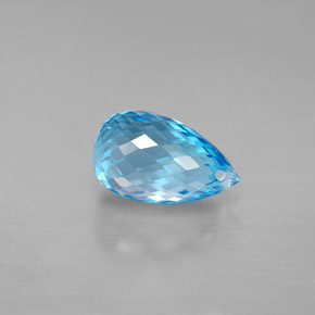 Topazio naturale blu da 2,91 ct, briolette, VVS