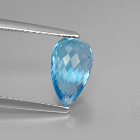 Topazio naturale blu da 2,91 ct, briolette, VVS