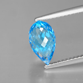 Topazio naturale blu da 2,51 ct, briolette, VVS