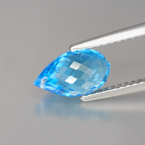 Topazio naturale blu da 2,51 ct, briolette, VVS