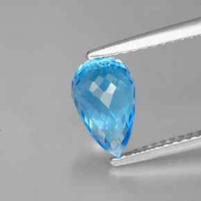 Topazio naturale blu da 2,43 ct, briolette, VVS