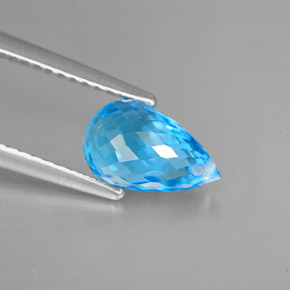 Topazio naturale blu da 2,43 ct, briolette, VVS