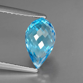 Topazio naturale blu da 2,75 ct, briolette, VVS