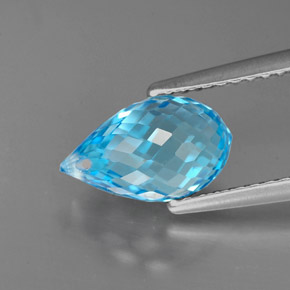 Topazio naturale blu da 2,75 ct, briolette, VVS