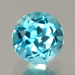 Topazio naturale blu da 1,12 ct, taglio rotondo, IF
