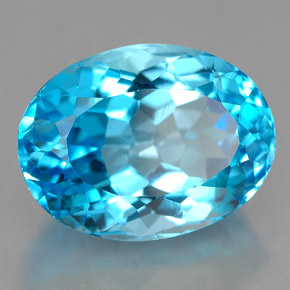Topazio naturale blu da 9,91 ct, taglio ovale, VVS