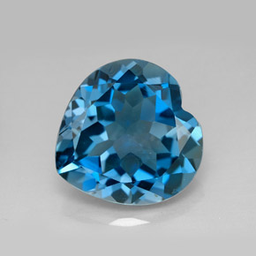 Topazio naturale blu da 12,92 ct, a forma di cuore, VVS