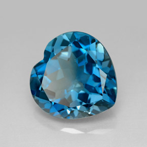 Topazio naturale blu da 12,92 ct, a forma di cuore, VVS