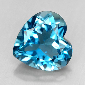 Topazio naturale blu da 4,14 ct, a forma di cuore, IF