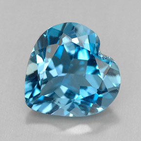 Topazio naturale blu da 3,70 ct, a forma di cuore, VVS