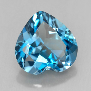 Topazio naturale blu da 3,70 ct, a forma di cuore, VVS