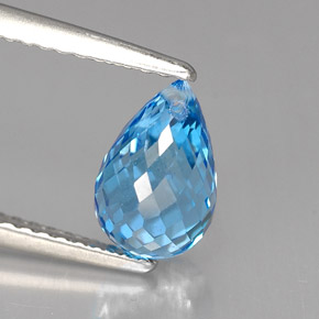 Topazio naturale blu da 2,17 ct, briolette, VVS