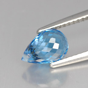 Topazio naturale blu da 2,17 ct, briolette, VVS