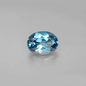 Topazio naturale blu da 1,52 ct, taglio ovale, VVS