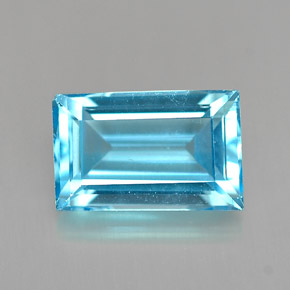 Topazio naturale blu da 2,41 ct, baguette, VVS-VS