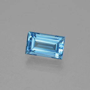 Topazio naturale blu da 1,96 ct, baguette, VVS-VS