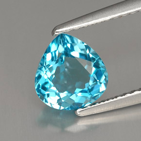 Topazio naturale blu da 1,54 ct, taglio a pera, VVS-VS