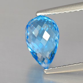 Topazio naturale blu da 2,16 ct, briolette, VVS