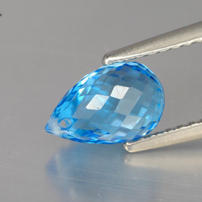 Topazio naturale blu da 2,16 ct, briolette, VVS