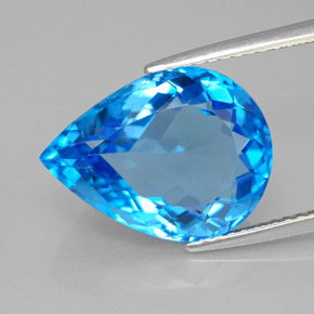 Topazio naturale blu da 9,62 ct, taglio a pera, VVS