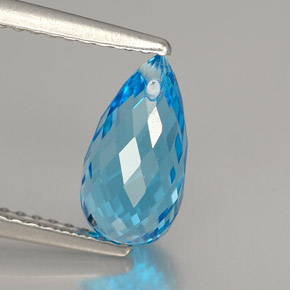 Topazio naturale blu da 2,40 ct, briolette, VVS