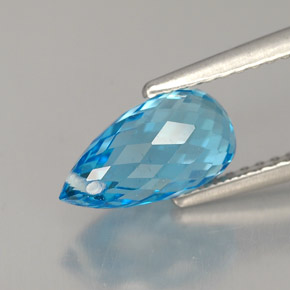 Topazio naturale blu da 2,40 ct, briolette, VVS
