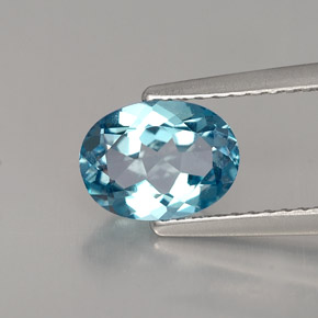 Topazio naturale blu da 1,42 ct, taglio ovale, VVS