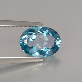 Topazio naturale blu da 1,42 ct, taglio ovale, VVS