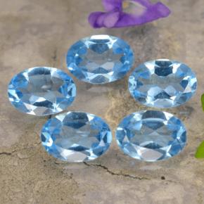 Topazio naturale blu da 3,90 ct, taglio ovale, VVS