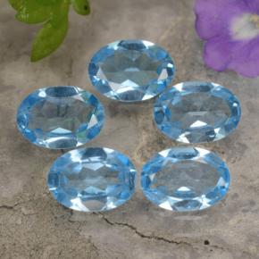 Topazio naturale blu da 3,82 ct, taglio ovale, VVS