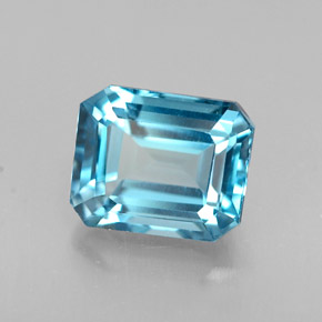 Topazio naturale blu da 1,94 ct, taglio smeraldo, VVS