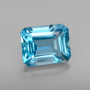 Topazio naturale blu da 1,69 ct, taglio smeraldo, VVS