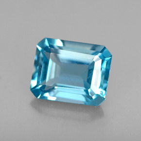Topazio naturale blu da 1,69 ct, taglio smeraldo, VVS