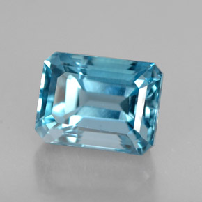 Topazio naturale blu da 2,62 ct, taglio smeraldo, VVS
