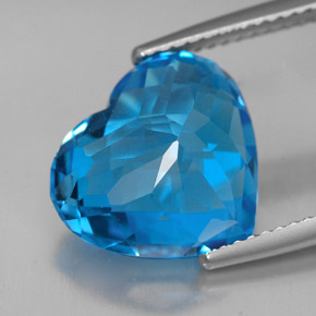 Topazio naturale blu da 8,01 ct, a forma di cuore, VVS