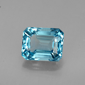 Topazio naturale blu da 2,01 ct, taglio smeraldo, VVS