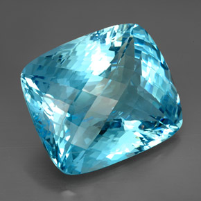 Topazio naturale blu da 206,00 ct, taglio a cuscino, IF