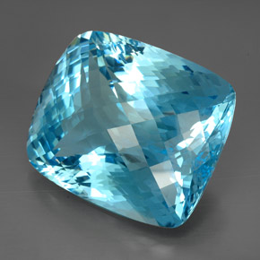 Topazio naturale blu da 206,00 ct, taglio a cuscino, IF