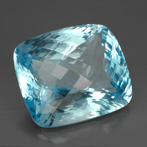 Topazio naturale blu da 185,00 ct, taglio a cuscino, IF