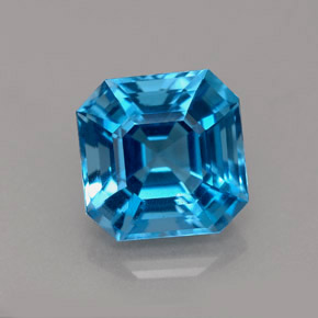 Topazio naturale blu da 5,30 ct, taglio smeraldo, VVS-VS