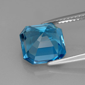 Topazio naturale blu da 5,30 ct, taglio smeraldo, VVS-VS