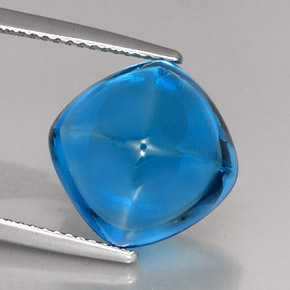 Topazio naturale blu da 12,96 ct, taglio a cuscino, trasparente