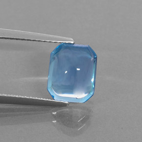 Topazio naturale blu da 3,46 ct, taglio smeraldo, trasparente