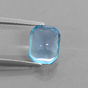Topazio naturale blu da 3,43 ct, taglio smeraldo, trasparente