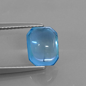 Topazio naturale blu da 3,19 ct, taglio smeraldo, trasparente
