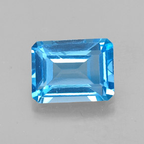 Topazio naturale blu da 2,18 ct, taglio smeraldo, VS