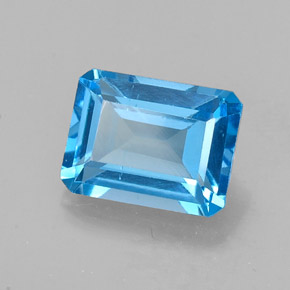 Topazio naturale blu da 2,18 ct, taglio smeraldo, VS