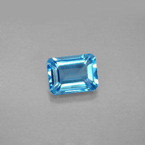 Topazio naturale blu da 1,99 ct, taglio smeraldo, VS