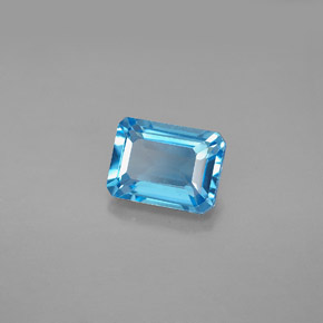 Topazio naturale blu da 1,99 ct, taglio smeraldo, VS