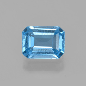 Topazio naturale blu da 1,56 ct, taglio smeraldo, VS